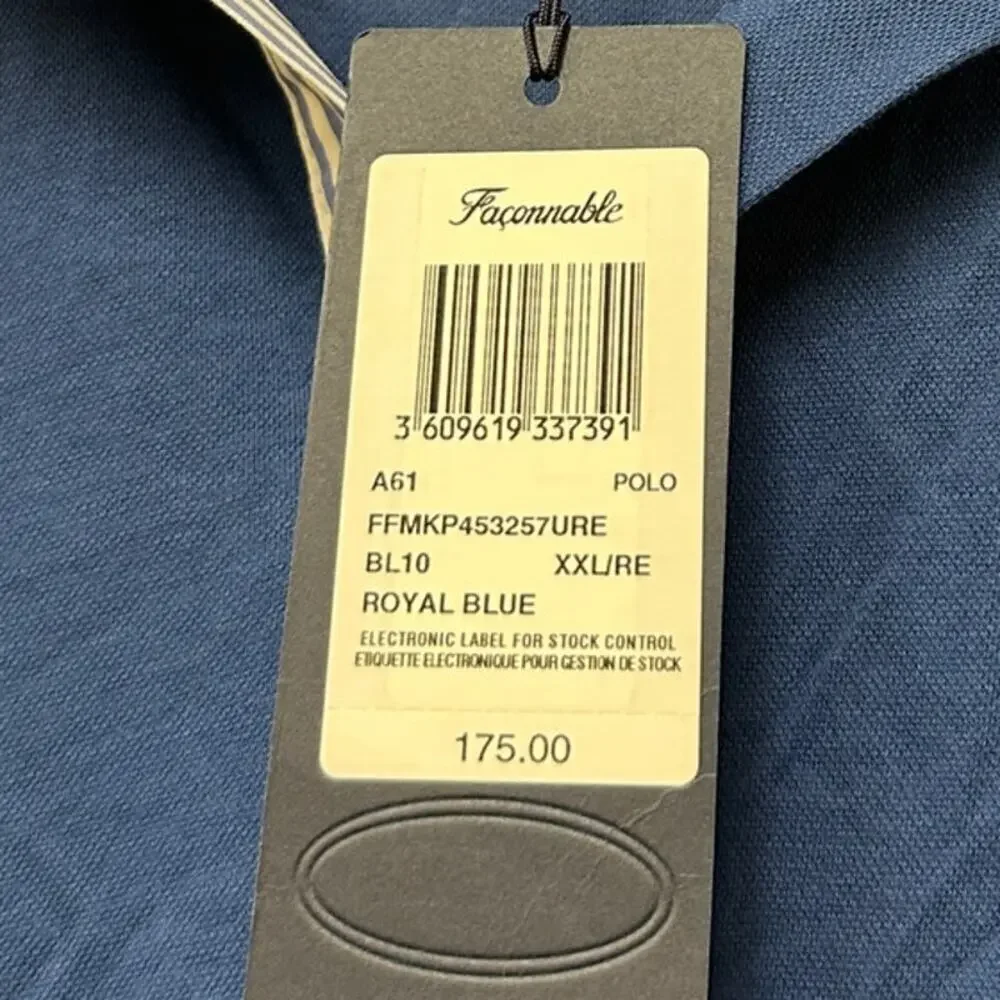 NWT Faconnable XXL Royal Blue Long Sleeve Collared Polo Shirt Golf Preppy Gift